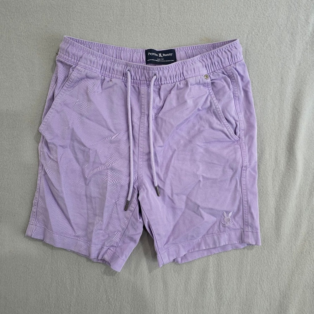 Psycho Bunny Men XXS Lavender Purple Drawstring Casual Summer Short Lyocell